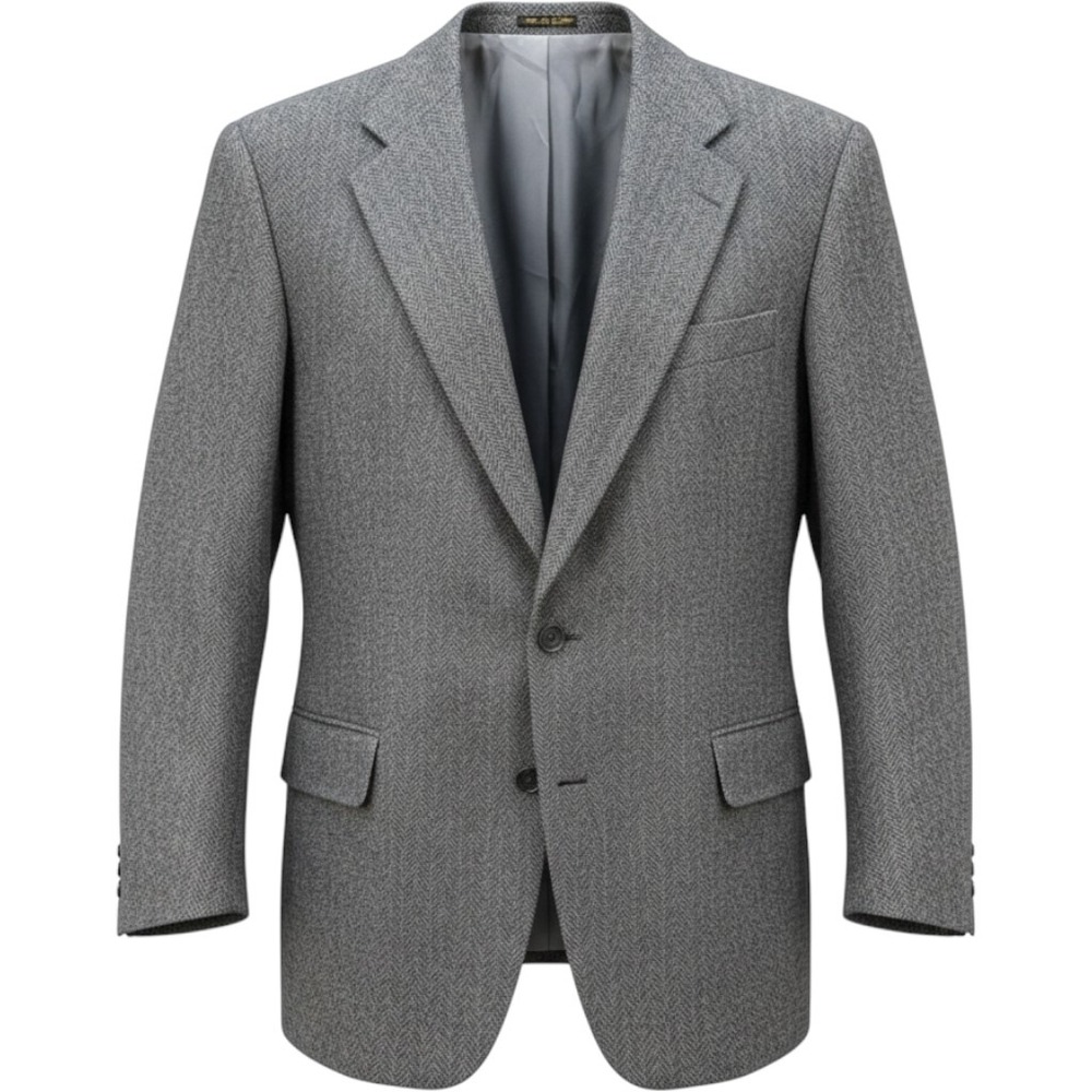 Ron Chereskin Mens Gray Herringbone Wool Camel Hair Sport Coat Blazer 46R